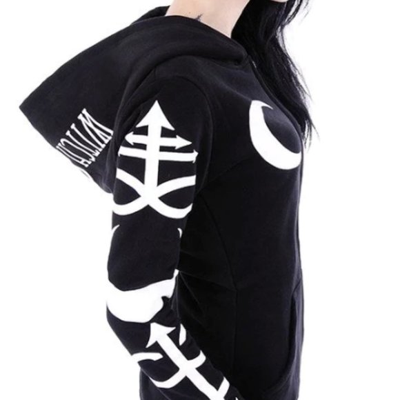 NWOT Goth Mall Witchcraft Symbol Zip Hoodie Black Size L - Picture 6 of 7